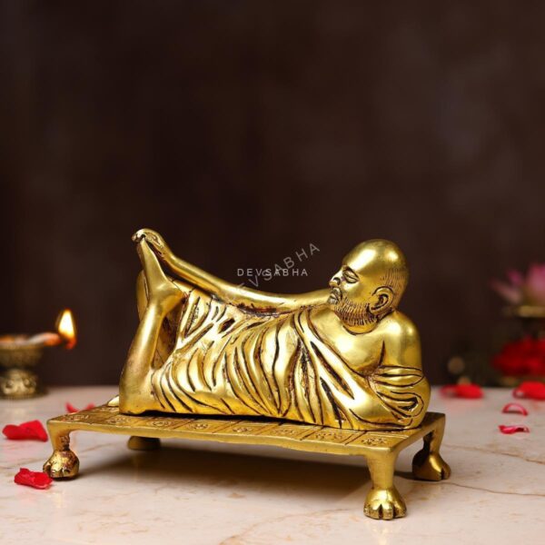 Brass Sleeping Raghavendra Swamy Idol – 5 Inches | Sacred Pooja & Devotional Statue