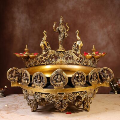 Brass Ashta Laxmi Urli – 16 Inches | Traditional Pooja & Decorative Urlie
