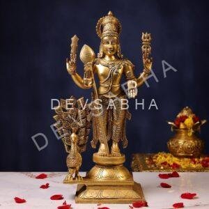 Superfine Elegant Brass Lord Murugan Idol – 18.5 Inches