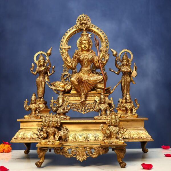 Large Bronze Lalitha Devi Tripura Sundari Darbar Idol – 23 Inches | Divine Shakti Sculpture