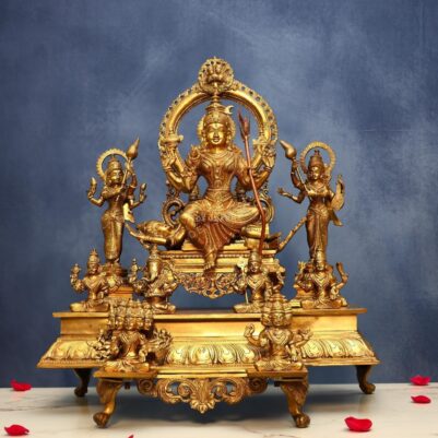 Large Bronze Lalitha Devi Tripura Sundari Darbar Idol – 23 Inches | Divine Shakti Sculpture