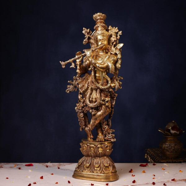 Superfine Brass Lord Standing Krishna Murti – 29.5 Inches | Divine & Majestic Statue