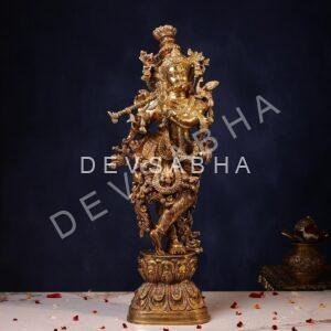 Superfine Brass Lord Standing Krishna Murti – 29.5 Inches | Divine & Majestic Statue