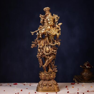 Superfine Brass Lord Standing Krishna Murti – 29.5 Inches | Divine & Majestic Statue