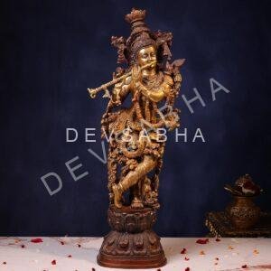 Brass Colourful Lord Krishna Murti – 29.5 Inches | Divine & Majestic Statue