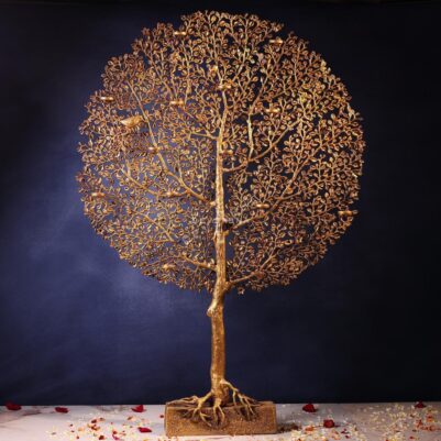 Brass Standing Tree with Lamp – 50 Inches