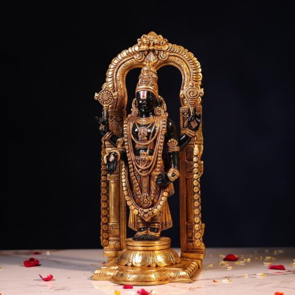 Black Brass Balaji Idol with Frame – 17 Inch