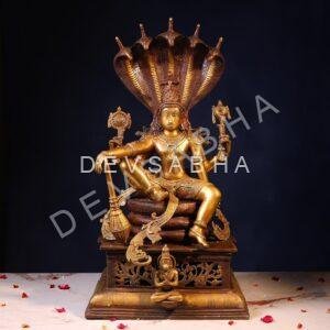 Brass Lord Vishnu Sitting on Sheshnag – 28 Inches