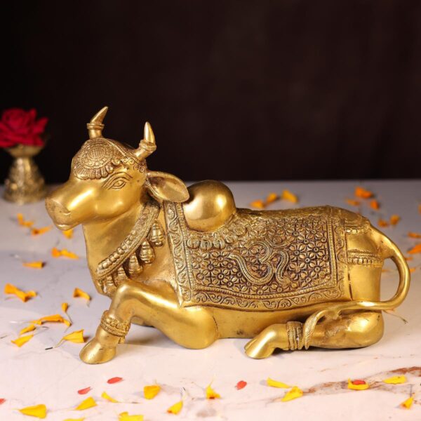 Brass Sitting Nandi Idol – 8 Inches