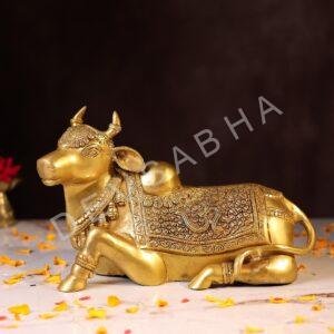 Brass Sitting Nandi Idol – 8 Inches