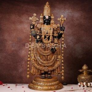 Super Fine Large Brass Black Colour Tirupati Balaji Idol – 39 Inches | Grand Divine Temple Statue