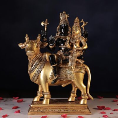 Brass Black Colour Shiva Parvati Idol – 15.7 Inches