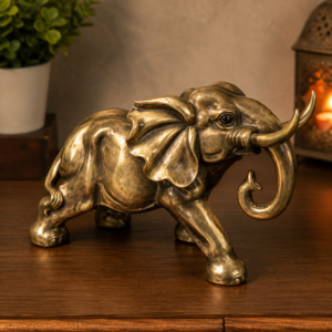 Handcrafted Antique Brass Elephant Statue – 12 Inch Wide