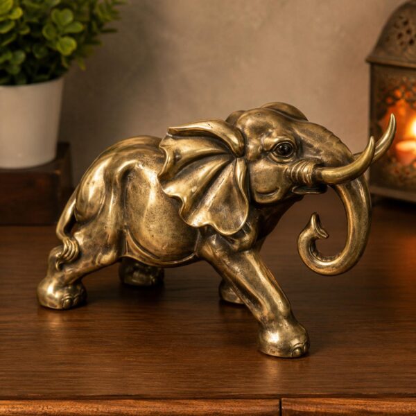 Bronze elephant figurine on table