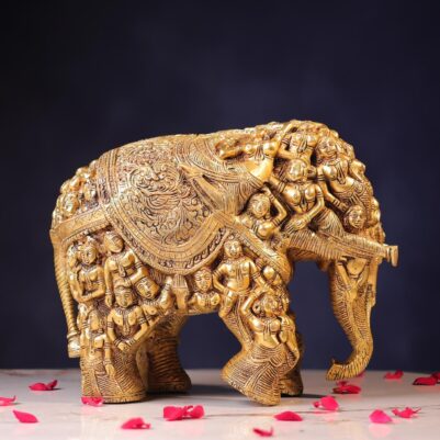 Royal Brass Elephant Statue – 11 Inches