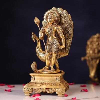 Brass Lord Standing Murugan Idol – 12 Inches