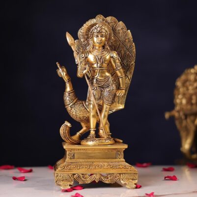 Brass Lord Standing Murugan Idol – 12 Inches