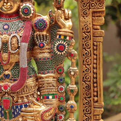 Brass Colourful Stone Tirupati Balaji Idol Height 60 Inches