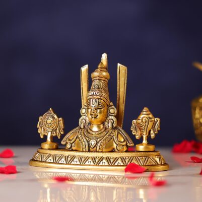 Brass Tirupati Balaji Idol with Shankha Chakra Namah – 5.5 Inches