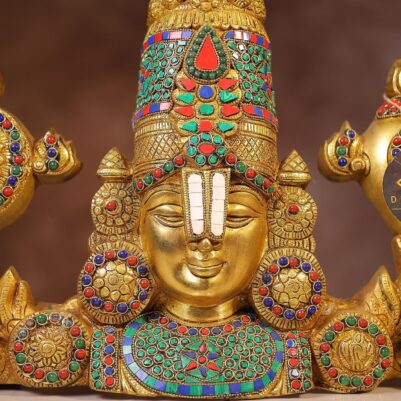 Brass Wall Hanging Beautiful Tirupati Balaji Idol with Stone – 16 Inches