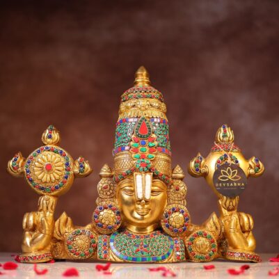 Brass Wall Hanging Beautiful Tirupati Balaji Idol with Stone – 16 Inches
