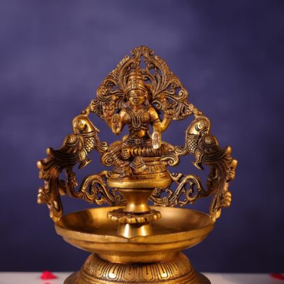 Brass Lamp with Laxmi – 13 Inches