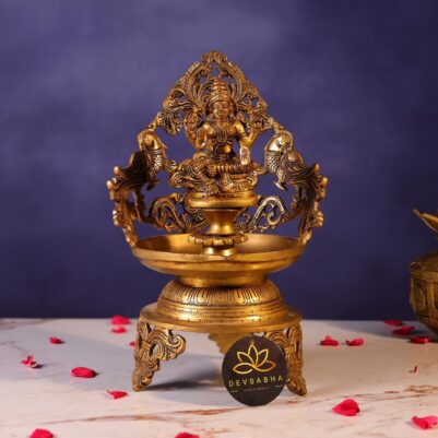 Brass Lamp with Laxmi – 13 Inches