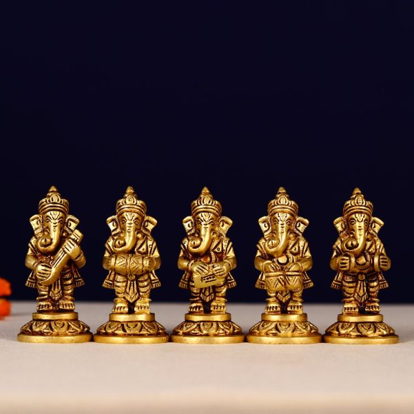 brass ganesha musical set height 3.5 inch