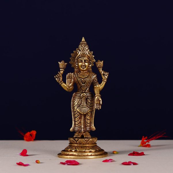 brass standing laxmi murti height 9 inch