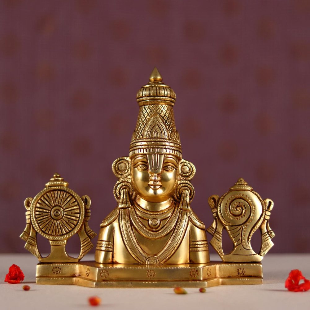 brass tirupati balaji venkateshwar bust 8.5