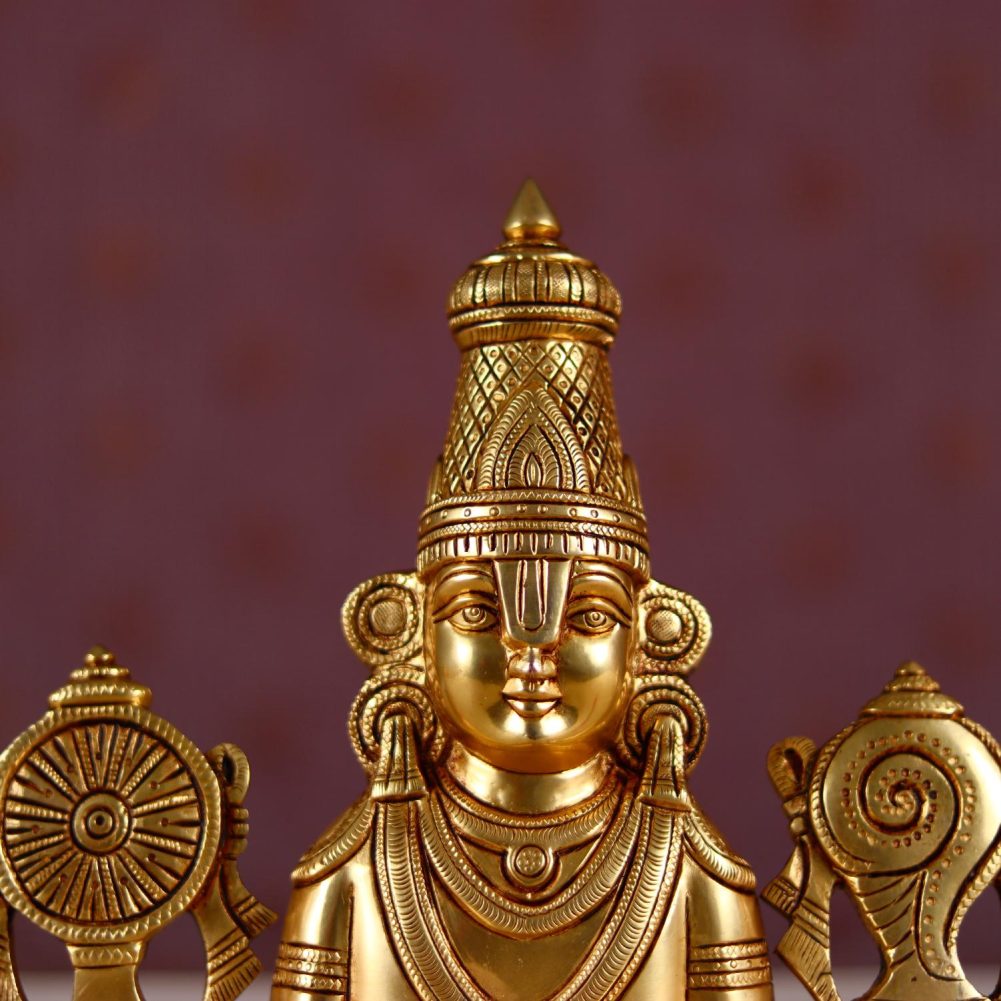 brass tirupati balaji venkateshwar bust 8.5