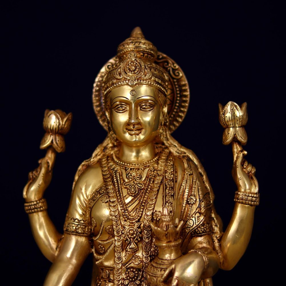 brass goddess lakshmi idol height 24 inches