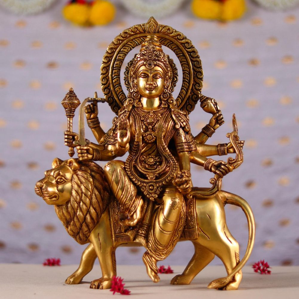 brass durga idol