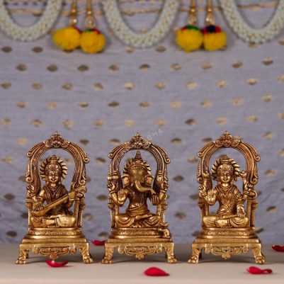 brass ganesha laxmi saraswati pair