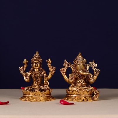 Brass Ganesha Lakshmi Pair