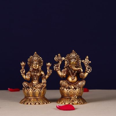 Brass Ganesh Lakshmi murti