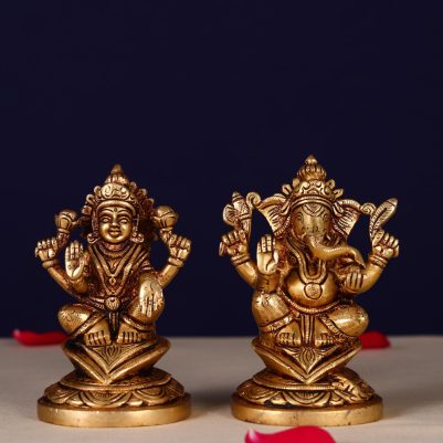Brass Ganesh Lakshmi idol