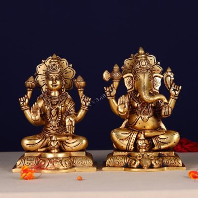 Brass ganesh laxmi pair