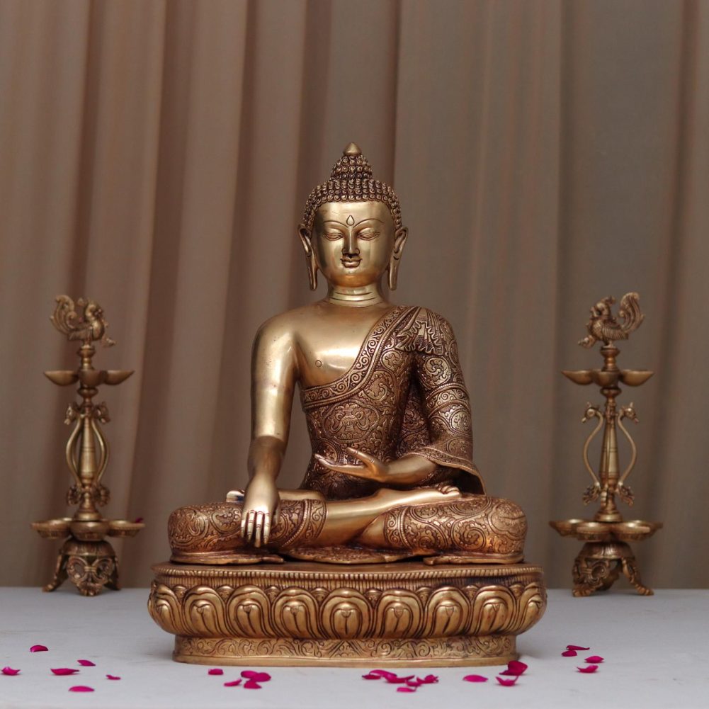 large brass budhha idol