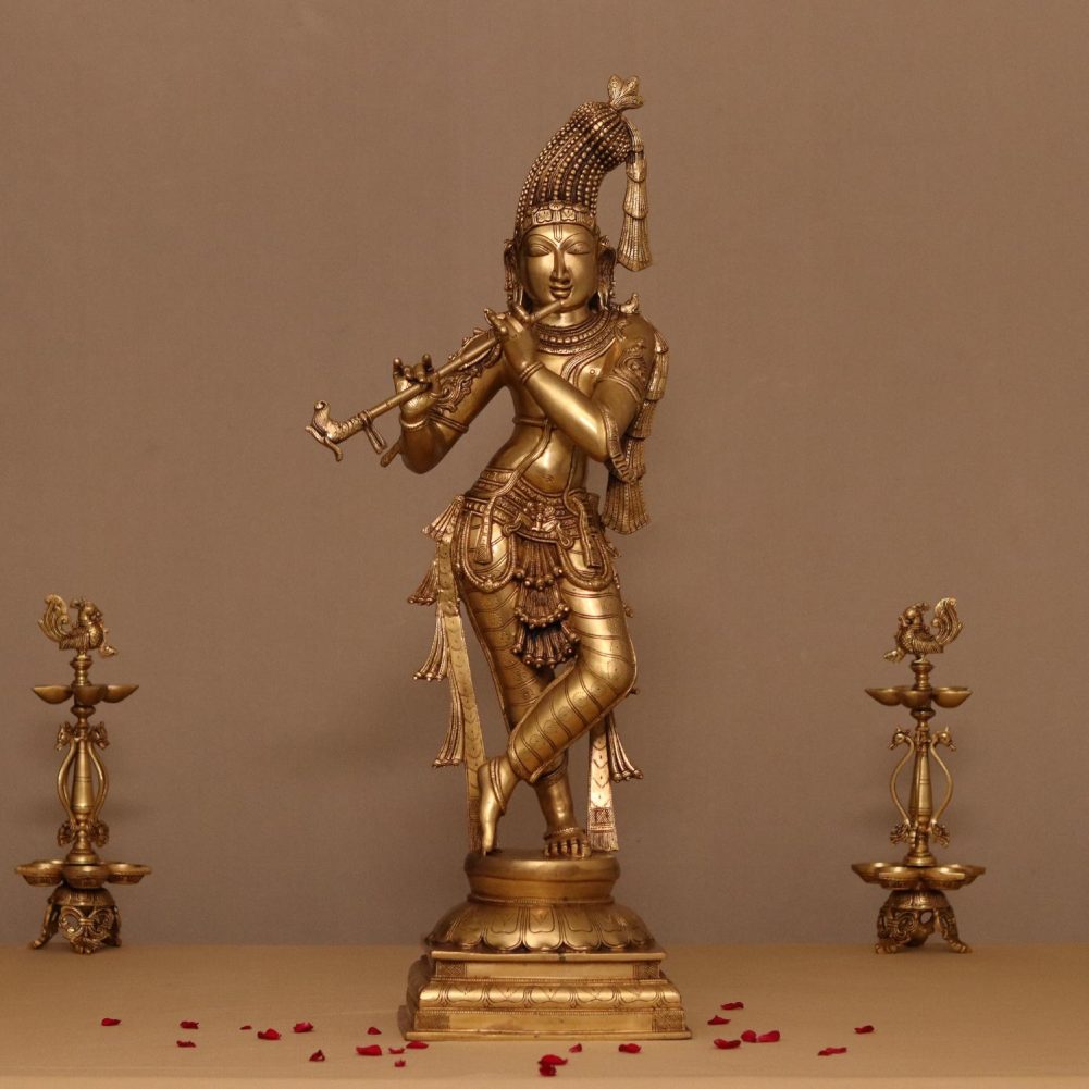 brass lord krishna