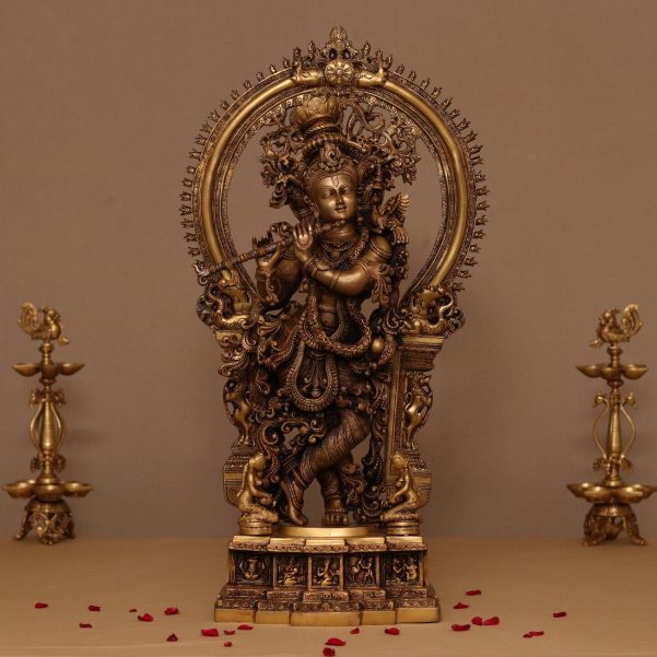 Brass krishna idol