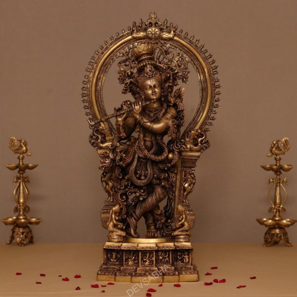 Brass krishna idol