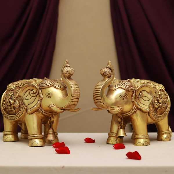 brass elephant pair