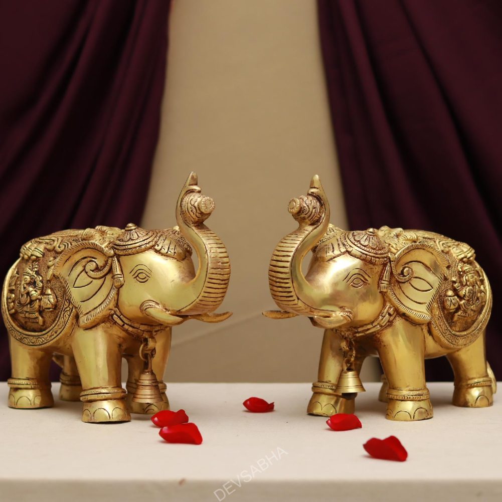 brass elephant pair