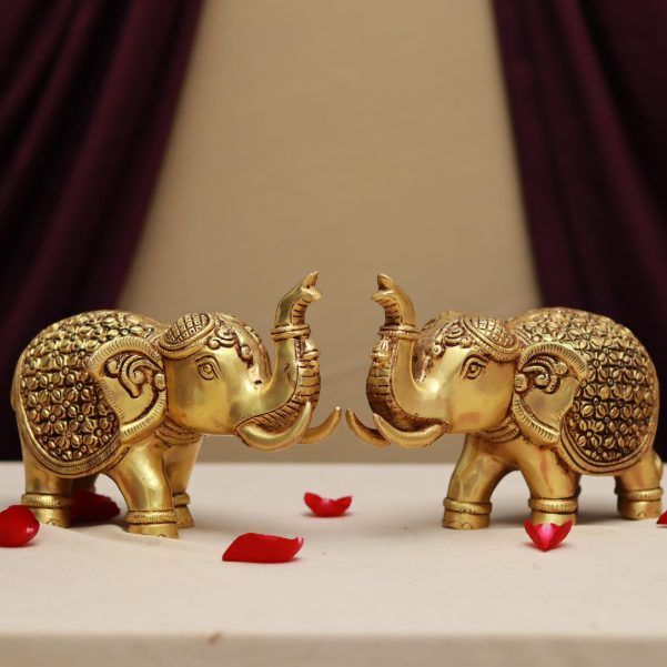 brass elephant pair