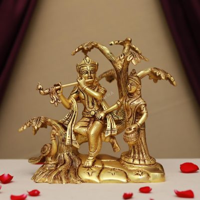 brass radha krishna idol