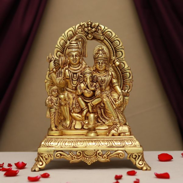 brass shiva family idol