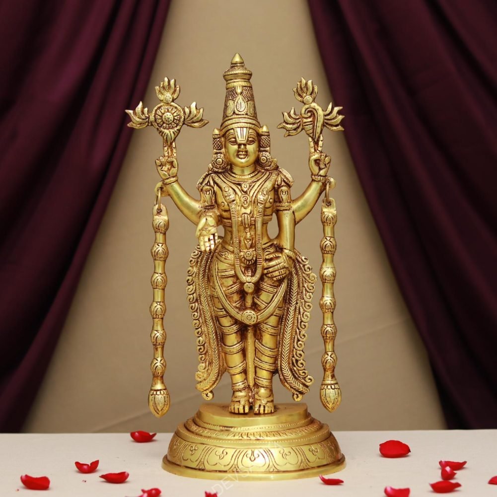 brass tirupati balaji idol with sankha chaktra on his both hands