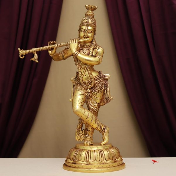 brass lord krishna idol