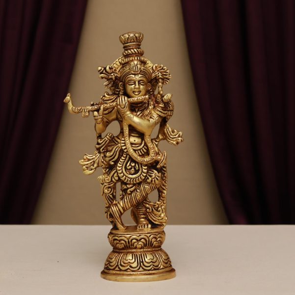 brass krishna murti